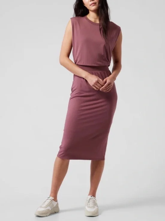 Athleta Sleeveless Mauve Midi Dress - Picture 3 of 9